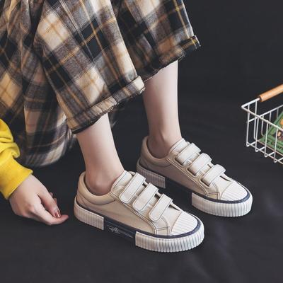 Женская обувь парусиновые туфли на липучке новая весна-осень повседневная универсальная обувь для скейтборда маленькие белые туфли тренд 9