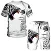 New Summer Men's Sets Shorts Outfits 3D Tiger Printed Short Sleeve T-shirt Two Pieces Casual Tracksuit Oversized Beach Sportwear