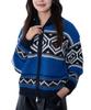 WEGO Трикотажная кофта на молнии с племенным принтом, повседневная, размер F, синяя, женский топ, одежда для осени/зимы, подарок, F,