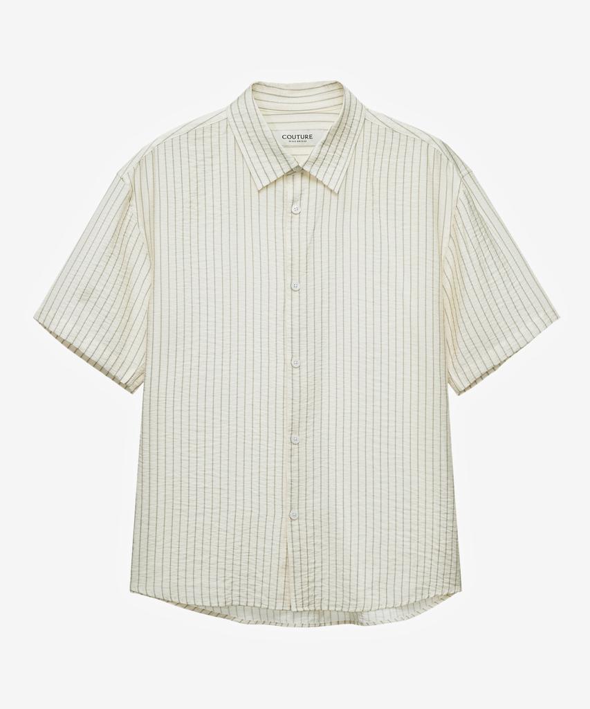 MINDBRIDGE [On] Striped Overfit Cream Short Sleeve Shirt