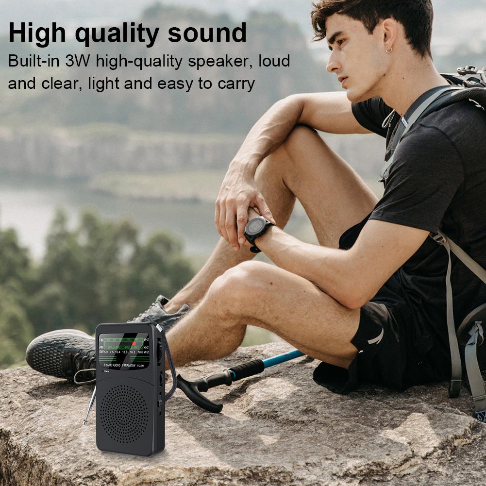 Portable AM/FM/SW Radio Battery Operated Radio with LED Flashlight Small Radio with Earphone Jack Gifts for Seniors Elderly