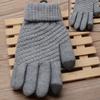 Зимние теплые перчатки с сенсорным экраном Эластичные Классические вязаные варежки Шерстяные Полный палец Для улицы Велосипеда Вождения Для женщин Мужчин