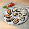 23 см нержавеющая сталь устрицы обеденная тарелка слот моллюски устрицы сервировочная сковорода гриль ресторан гриль стальная устричная тарелка устричная тарелка