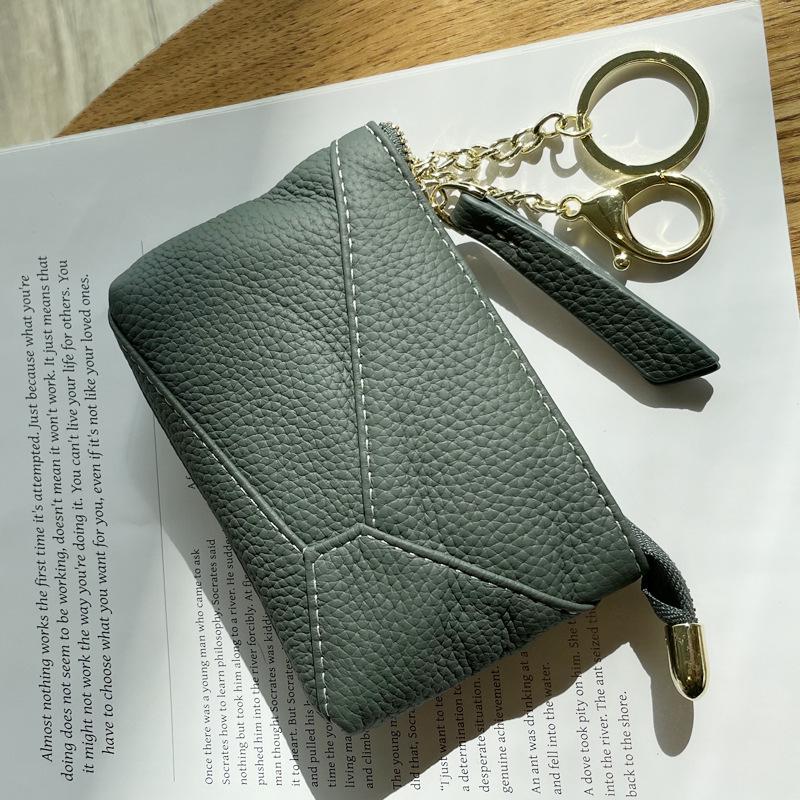 Cowhide Women's Zipper Coin Pouch - Multifunctional Small Purse & Key Holder