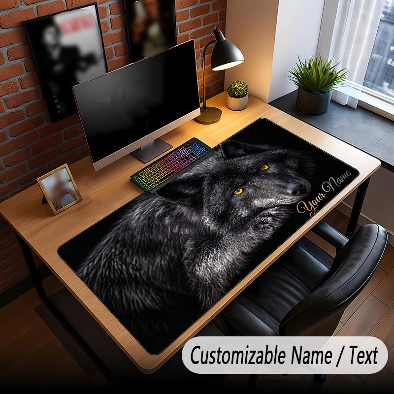 Wolf Theme Custom Mouse Pad Personalized With Name Text Customized Desk Mat For Office Home Decor