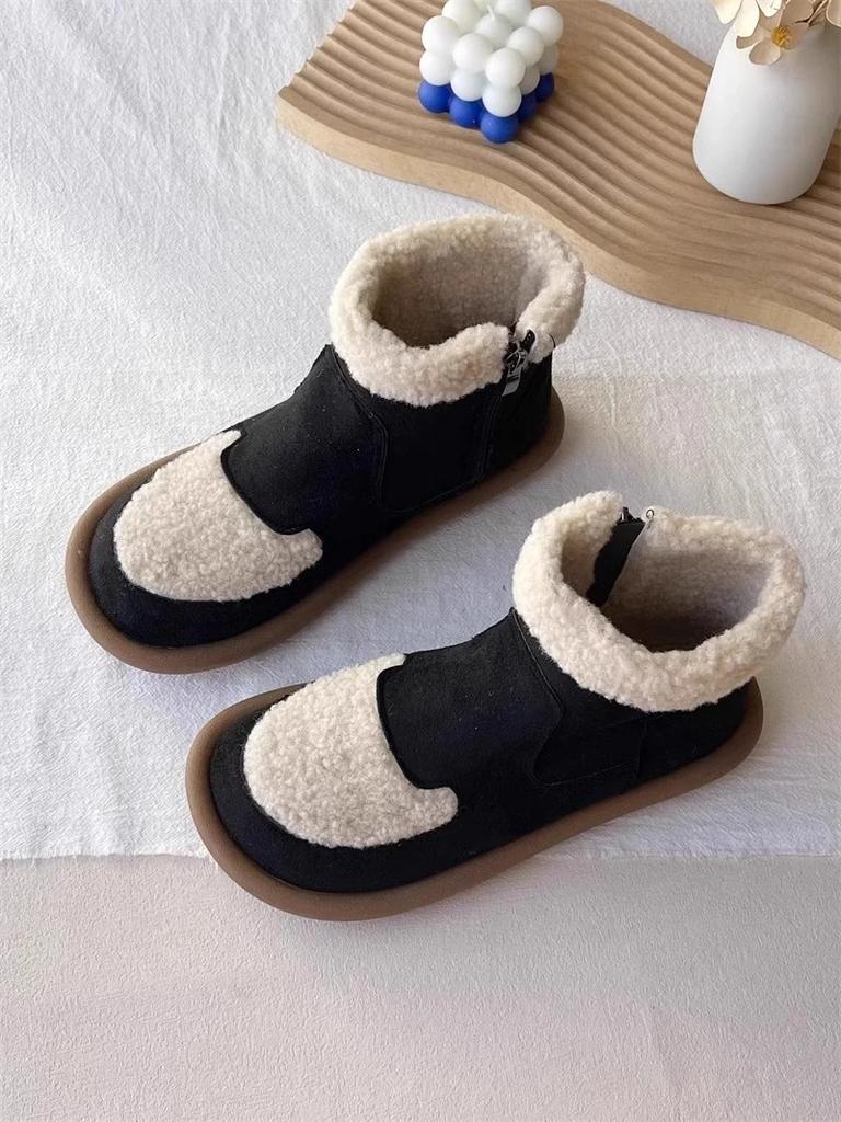 Зимние женские теплые ботинки из плюшевой замши и хлопка, новые короткие ботинки с мягкой подошвой в литературном стиле Zapatos Para Mujeres