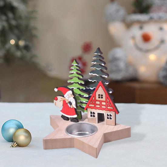 Рождественский подсвечник деревянный Санта-Клаус Ангел Лось подсвечник для чайной свечи настольный подсвечник для рождественского обеденного стола декор в углу