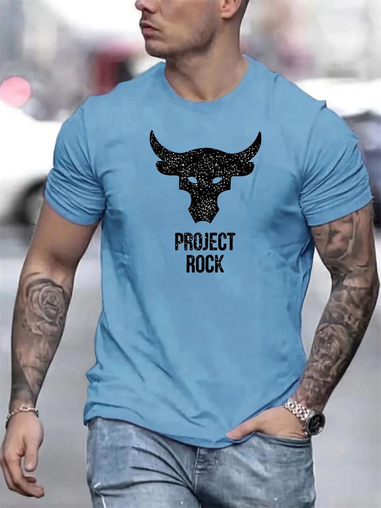 2024 New Summer Daily Casual Men's T-shirt Outdoor Street Men Fashion Short-sleeved Top 3D Bull Head Print Men's T-shirt