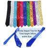 Skinny Sequin Ties for Men, 2" Formal Weddings Tie, Self Tied for Dance Halloween Cosplay Party Magic Show Stage