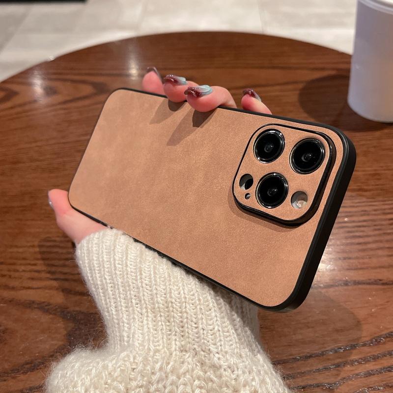 Матовый замшевый кожаный чехол из ТПУ для Iphone 15 Pro Max 14 13 12 11, противоударный браслет, чехол для телефона, однотонный цветной чехол