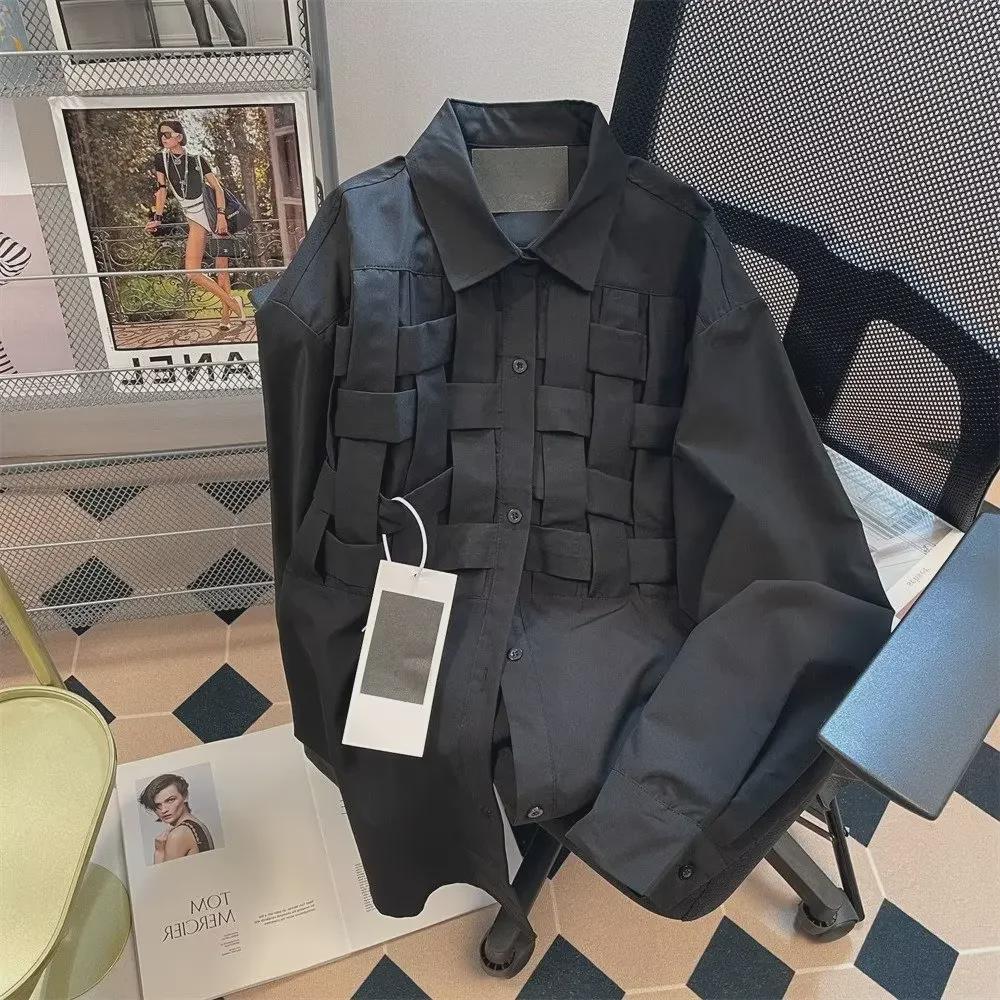 2024 Мужская белая рубашка с длинным рукавом в стиле Харадзюку — модная молодежная мода на весну/лето