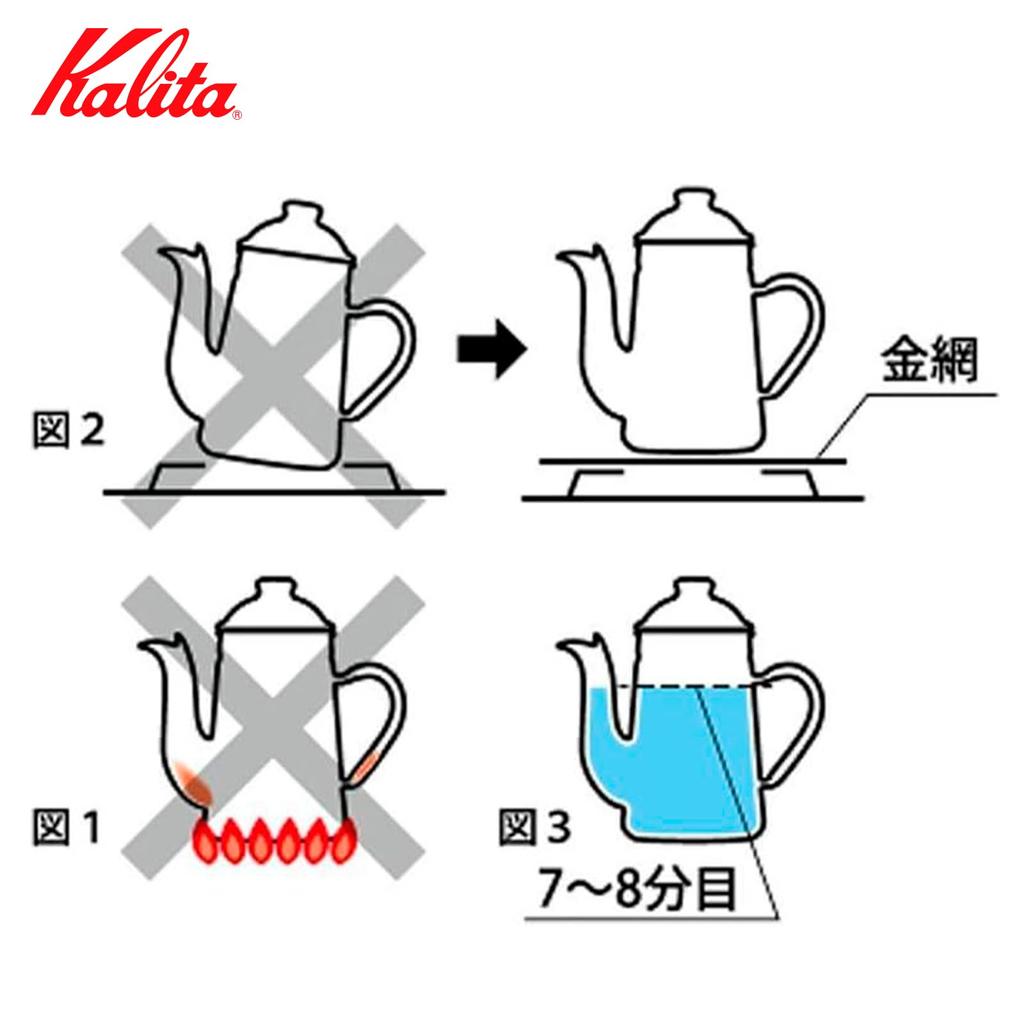 Kalita 1000ml White Enamel Coffee Pot Direct Enamel Coffee Made In Excellent Heat Drip Coffee Server (White, WT, 1L, Stovetop, Master, Pelican,