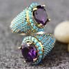 Luxury Natural Gem Amethyst And Turquoise Ring Women 'S Party Anniversary Boutique Jewelry