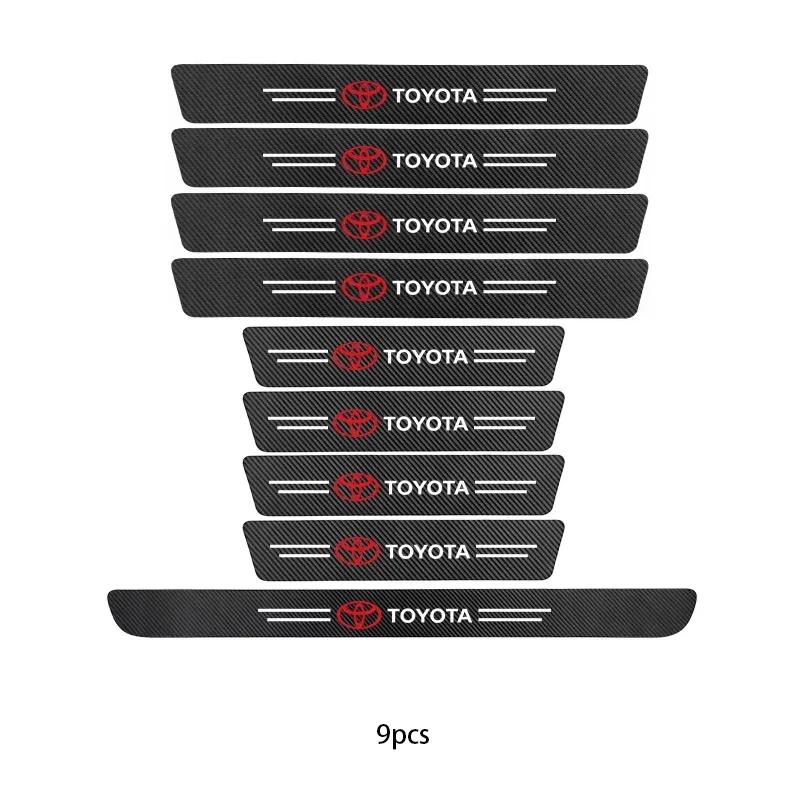 JPHT6 Car Logo Door Carbon Fiber Sill Protector Stickers for Toyota Yaris Corolla Auris Rav4 LandCruiser Vios LEVIN Camry Prado