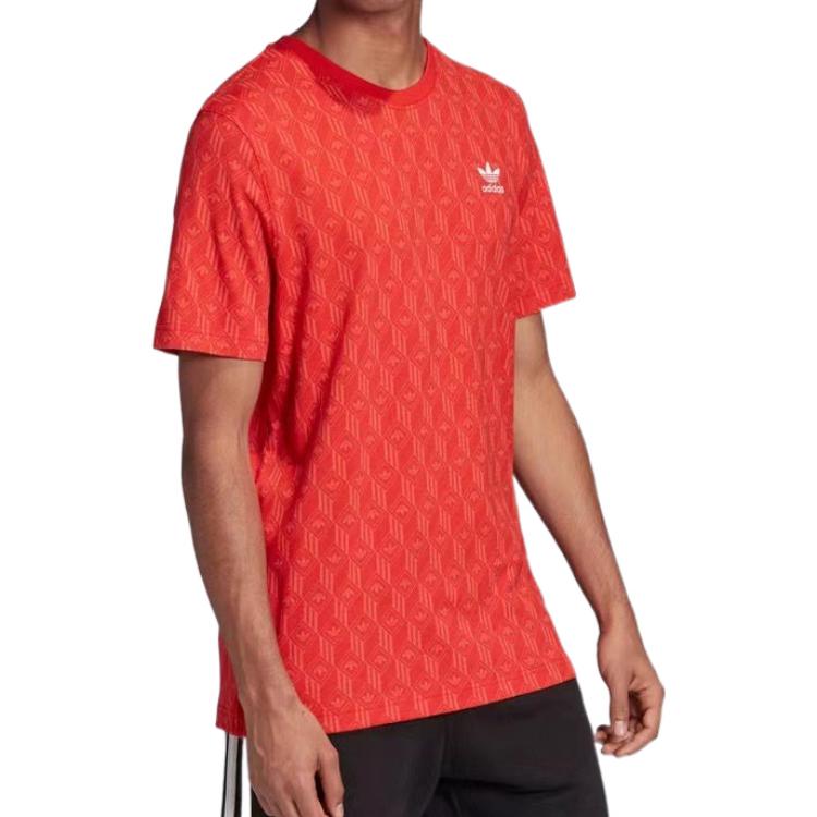 adidas Оригинальная мужская футболка с круглым вырезом и графическим принтом логотипа Originals Mono по всей поверхности Оранжевая FM3426