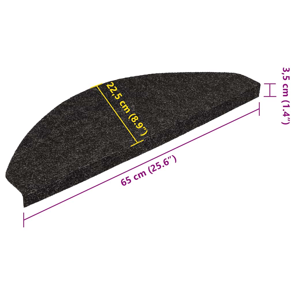 Self Adhesive Stair Mats 10 Pcs. Anthracite 65x22.5x3.5 cm