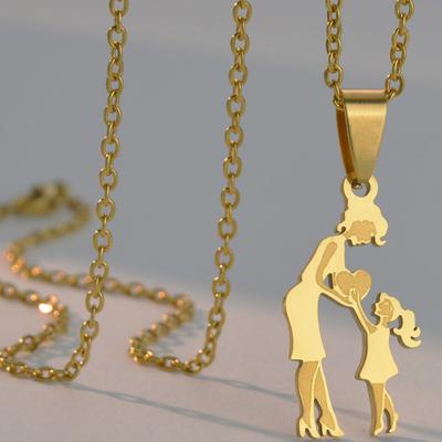 Женское ожерелье Золотое Регулируемое Тонкое Подарок на День матери Нержавеющая сталь Мама Дочь Любовь Сердце Кулон Ожерелье Праздничные принадлежности