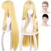 CaseEden Cosplay Wig, Long, 90cm, Center Part, Heat Resistant, Gold Blonde, Includes 2 Wig Nets