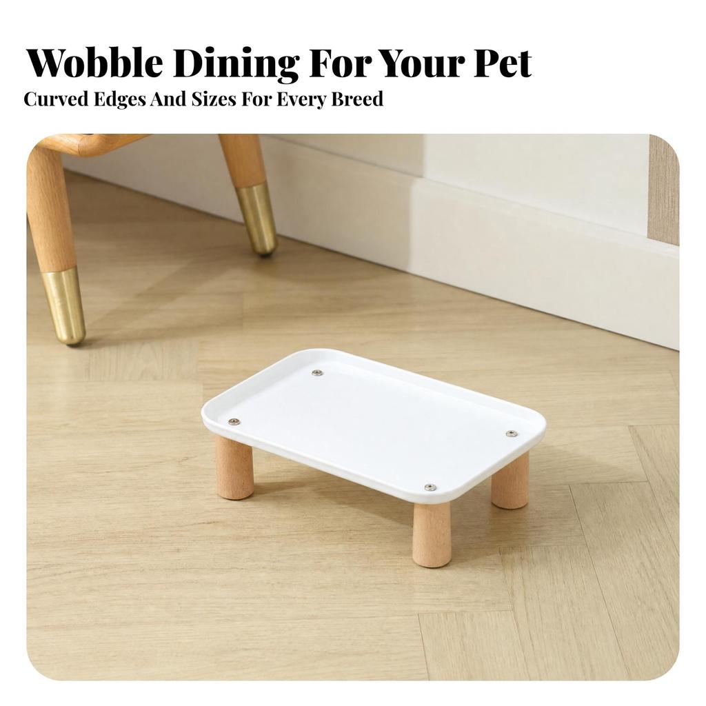 Pet Feeder Spill Minimizing Single-Tier Elevated Feeding Platform Compact