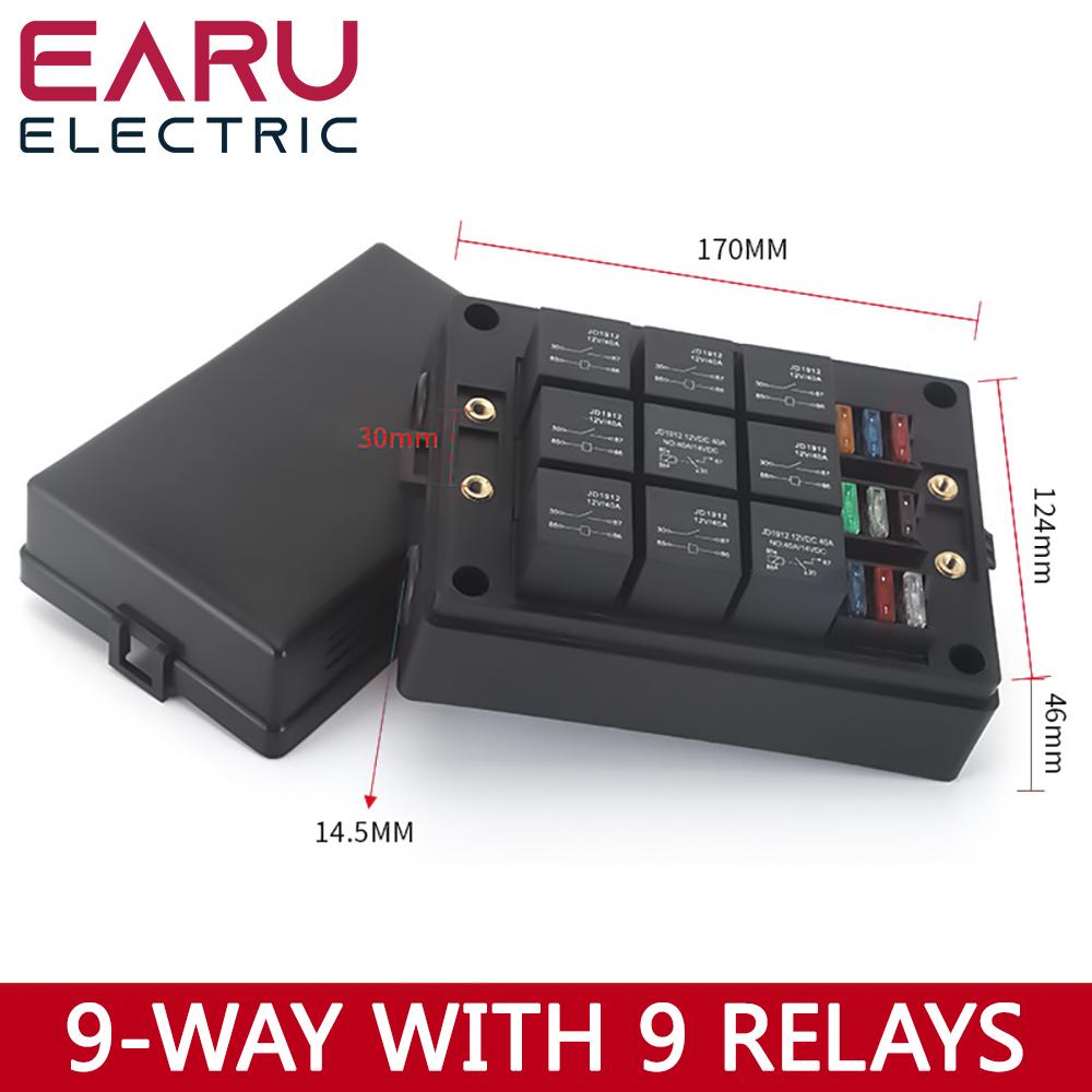 Earu 6-way Fuse Automotive Box with Relay Box Assembly, 12 Way 10 Way 8 Way Modified Circuit Protection Fuse Box