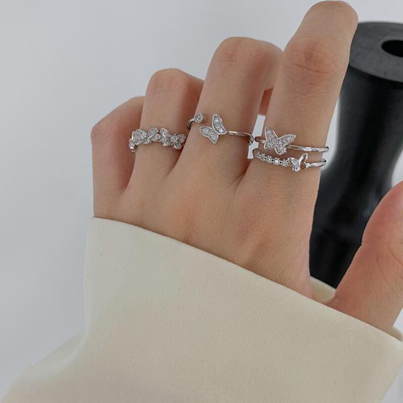 Кольцо из стерлингового серебра 925 пробы с бабочкой и открытым пальцем для женщин и девочек, модные вечерние свадебные украшения Jz060