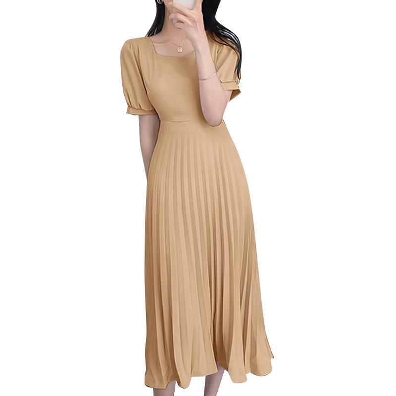 ZANZEA Женское повседневное летнее плиссированное длинное платье с V-образным вырезом и коротким рукавом