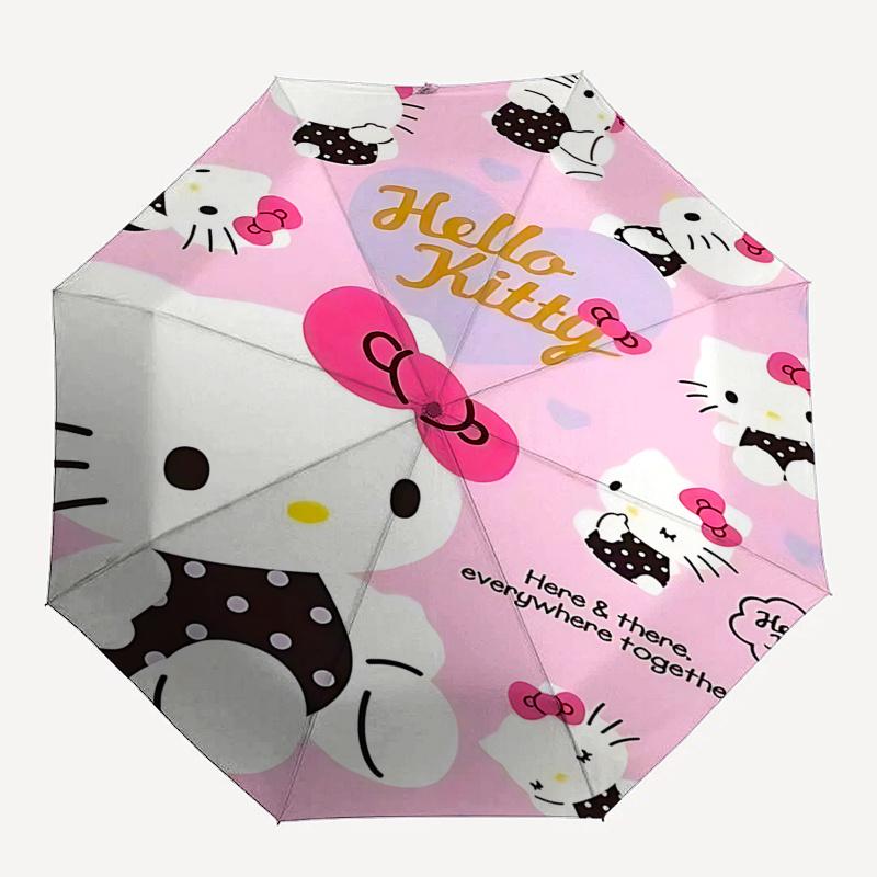 1pc Hello Kitty Automatic Opening/Closing Umbrella with Foldable Design, 8-Rib Iron Frame, Outdoor, Perfect Gift for Fans, Travelers, Daily Use, Festi