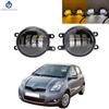 2pcs Fog Lights Headlight For Toyota Yaris Hatchback Vitz 2006-2010 Clear Lens Front Bumper Fog Light LED Fog Lamp