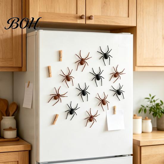 Garage Door Magnets 2/4/8Pcs 3D Spider Refrigerator Magnet, Lifelike Decorative Magnet for Metal Surface Spiders Surfaces, Creepy Magnetic Decor