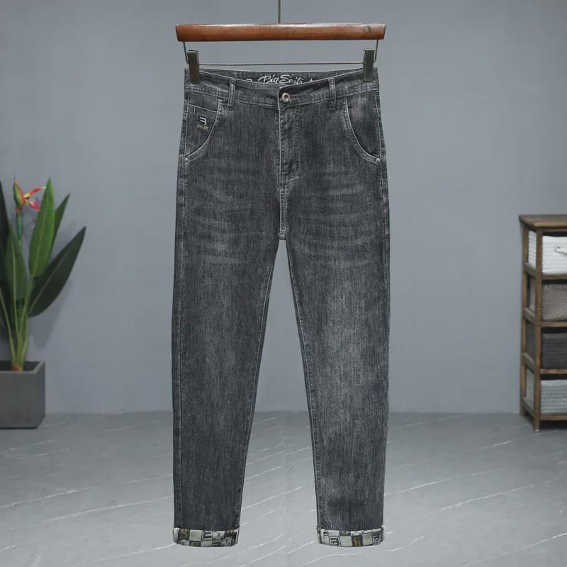 Мужские джинсы Slim Fit Stretch с вышивкой 2024 года, весна-лето — высококачественные универсальные прямые брюки Small