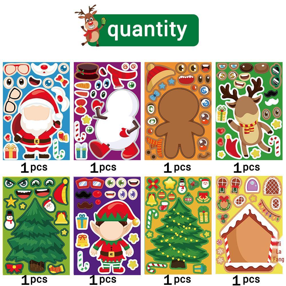 DIY Waterproof Christmas Jigsaw Stickers - Cartoon Santa Claus Face Swap
