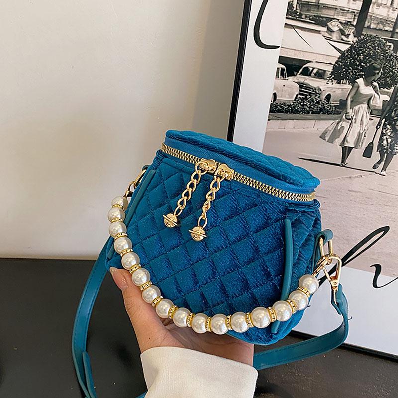 Нежная бархатная высококачественная красная жемчужная сумочка, модный дизайн, роскошная мини-сумка-ведро, женская новая сумка через плечо