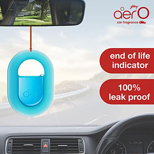 Godrej Aer O Hanging Car Air Freshener Gel Cool Aqua 7.5 G | Long-Lasting Up To 30 Days | Sleek Design With Indicator