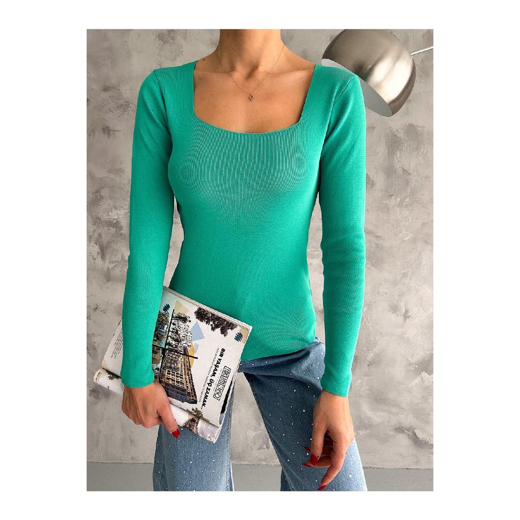 Женский трикотаж с квадратным воротником, сезонный свитер