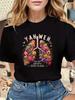 Yahweh Floral Lungs Inspirational Quote Print T-Shirt Women's Crew Neck Short Sleeve T Shirt for Everyday Casual Wear Clothes