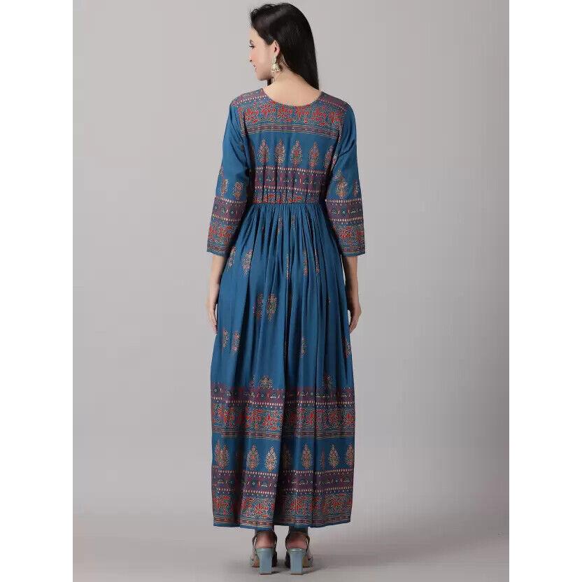 Женское платье-курти из принтованного вискозного шелка Anarkali Kurta, дизайнерское длинное платье-курти в стиле Болливуда VF-1847