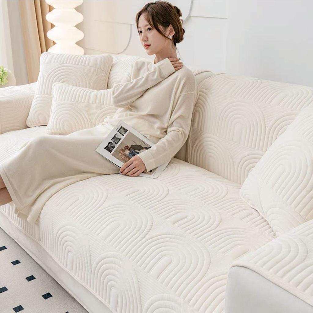 Sofa Cushion, Winter Plush Anti-slip Cushion, Suitable for All Seasons, New Seat Cushion, Leather Sofa Cover Cover Cloth