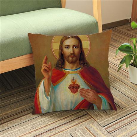 Jesus Portrait Pattern Throw Pillow Case Virgin Mary Christianity Adore Home Decoration Square Cushion Cover Sofa Pillow Cover