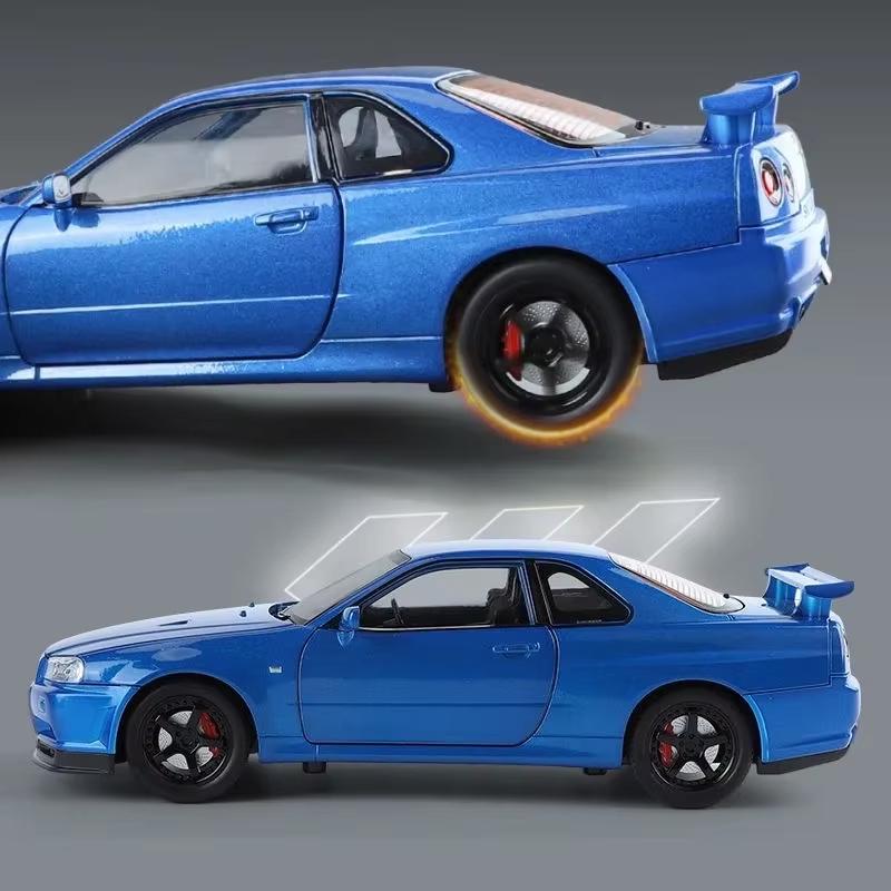2024 Новинка 1:24 масштаба автомобиля Nissan Skyline GTR-R34 литой автомобиль модель автомобиля литой металл Форсаж коллекционная игрушка на день рождения для детей подарки