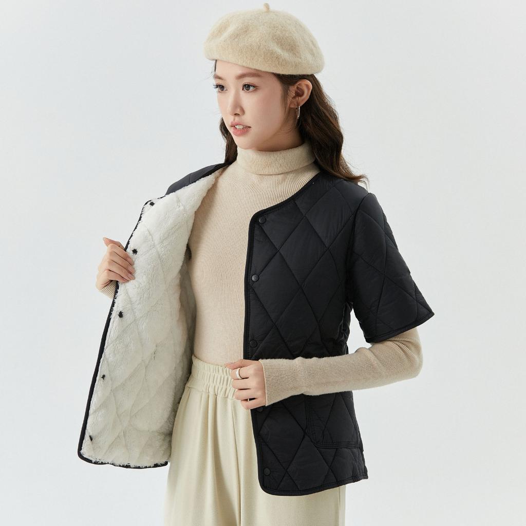 Зимнее мамино платье Хлопковая одежда Женская с коротким рукавом Утепленное Утолщенное Увеличить Хлопковую куртку Среднего возраста Можно носить наизнанку Женское 2366