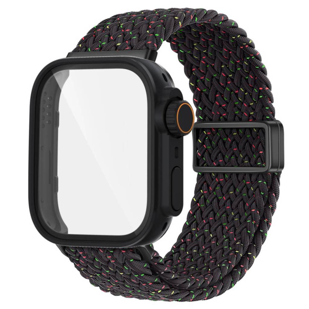 Плетеный нейлоновый ремешок + Закаленное стекло Чехол для Huawei Fit 4/ Fit4 Pro Защитная рамка для экрана Регулируемый ремешок для Huawei Fit 3