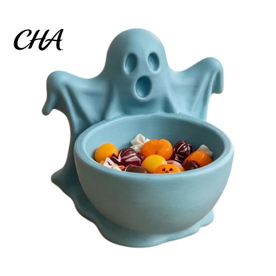Small Storage Container for Trinkets 3D Printed Ghost Candy Bowl Halloween Party Decorations, Multi-functional Desktop Cute Macaron Color Trinket Dish