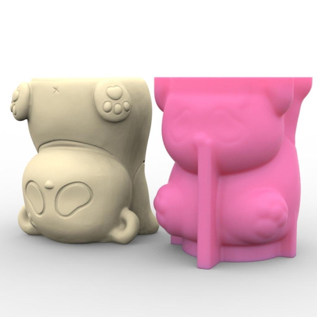 Silicone Mold for Succulent Plant Pots Mini Garden Statues Cat Panda Pig Flower Pot Mold Unique Pen Holder Resin Molds