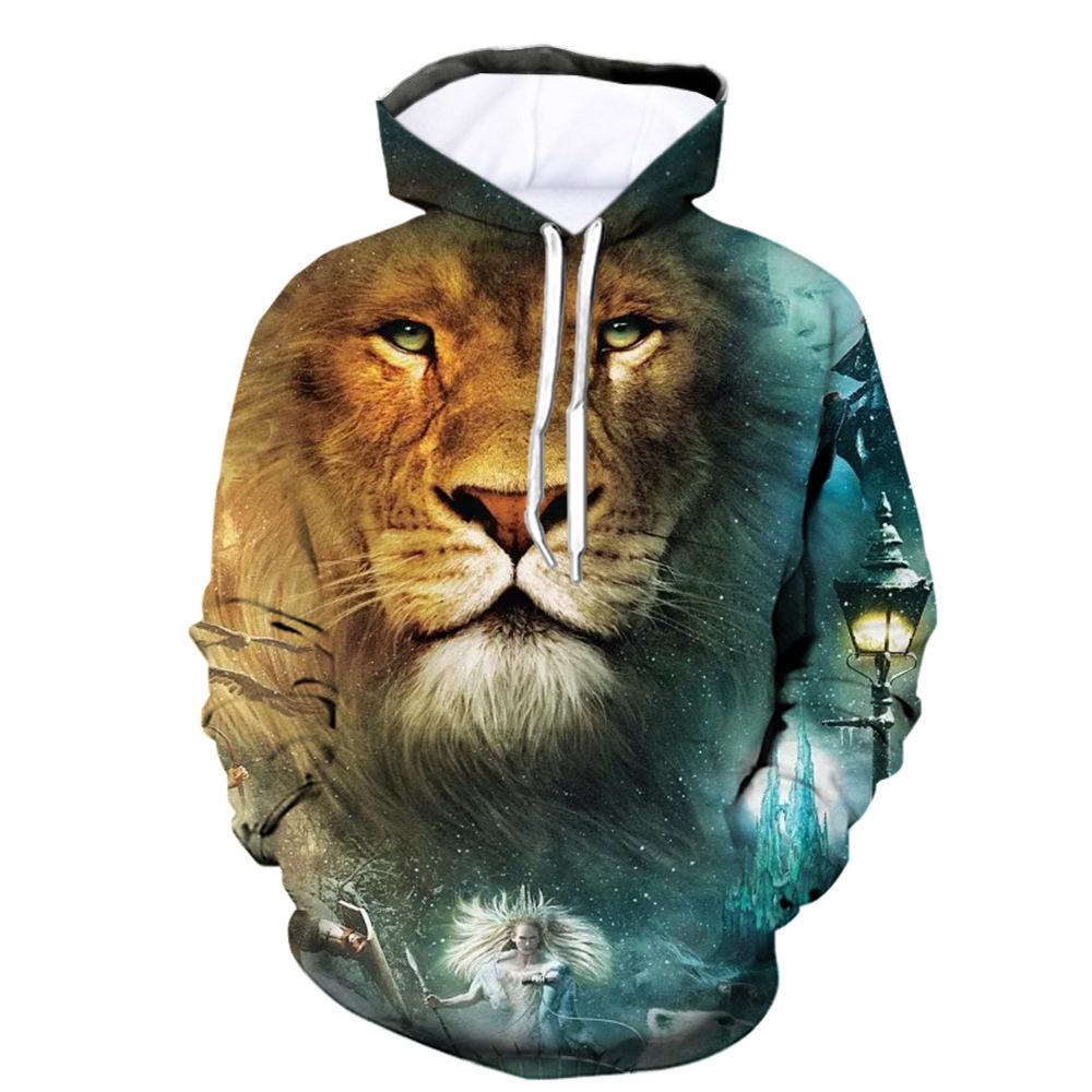 Весенне-осенняя модная мужская толстовка с 3D принтом льва, уличная одежда, одежда для пар, пуловеры с длинными рукавами для бега, повседневный спортивный костюм
