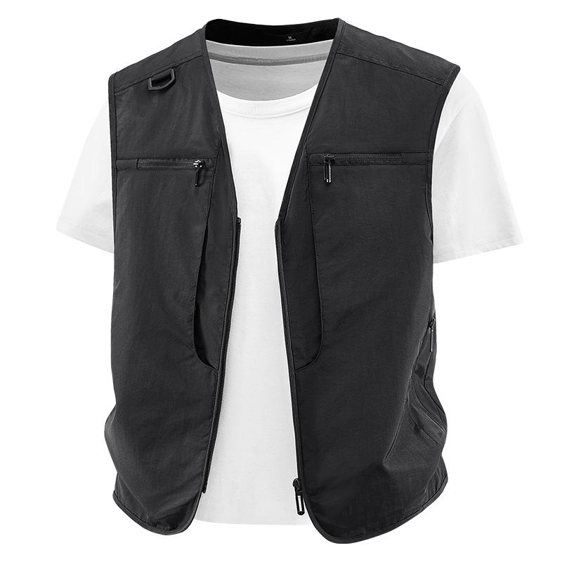 Men Plus Size V Neck Summer Thin Multi Pockets Workwear Outdoor Fishing Vest