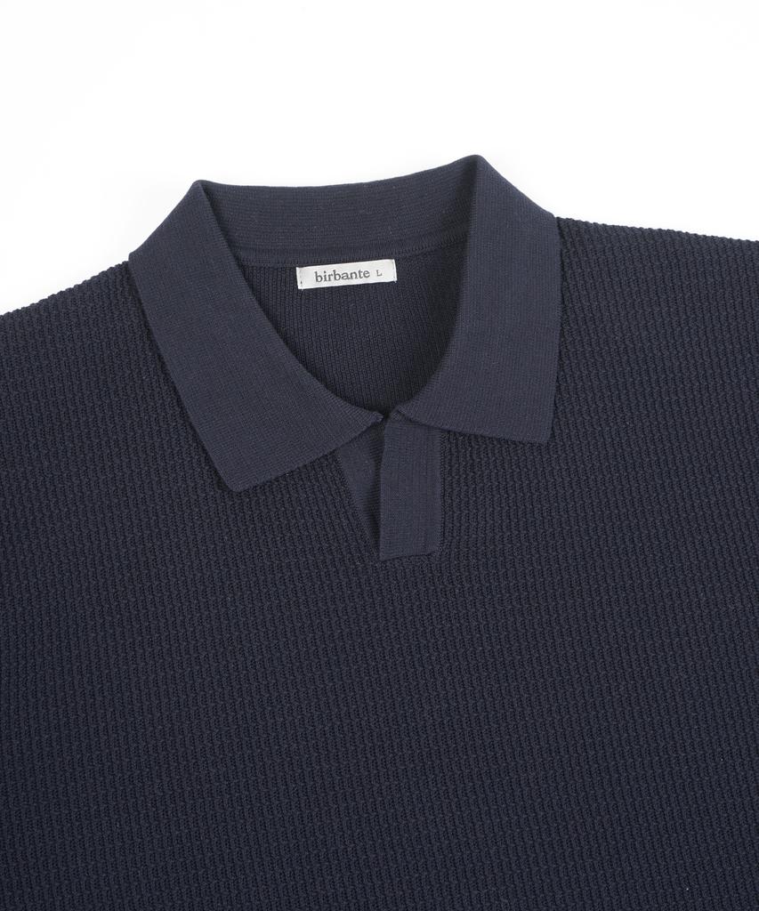 BIRBANTE Summer Washable Essential Collared Knit - Dark Navy