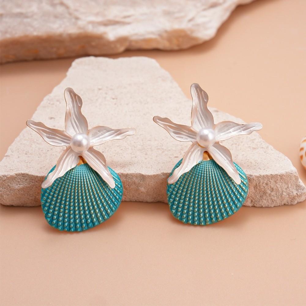 Scallop Starfish Stud Earrings Bohemian Starfish Pendant Earrings Fashion Shell Drop Earrings Gift