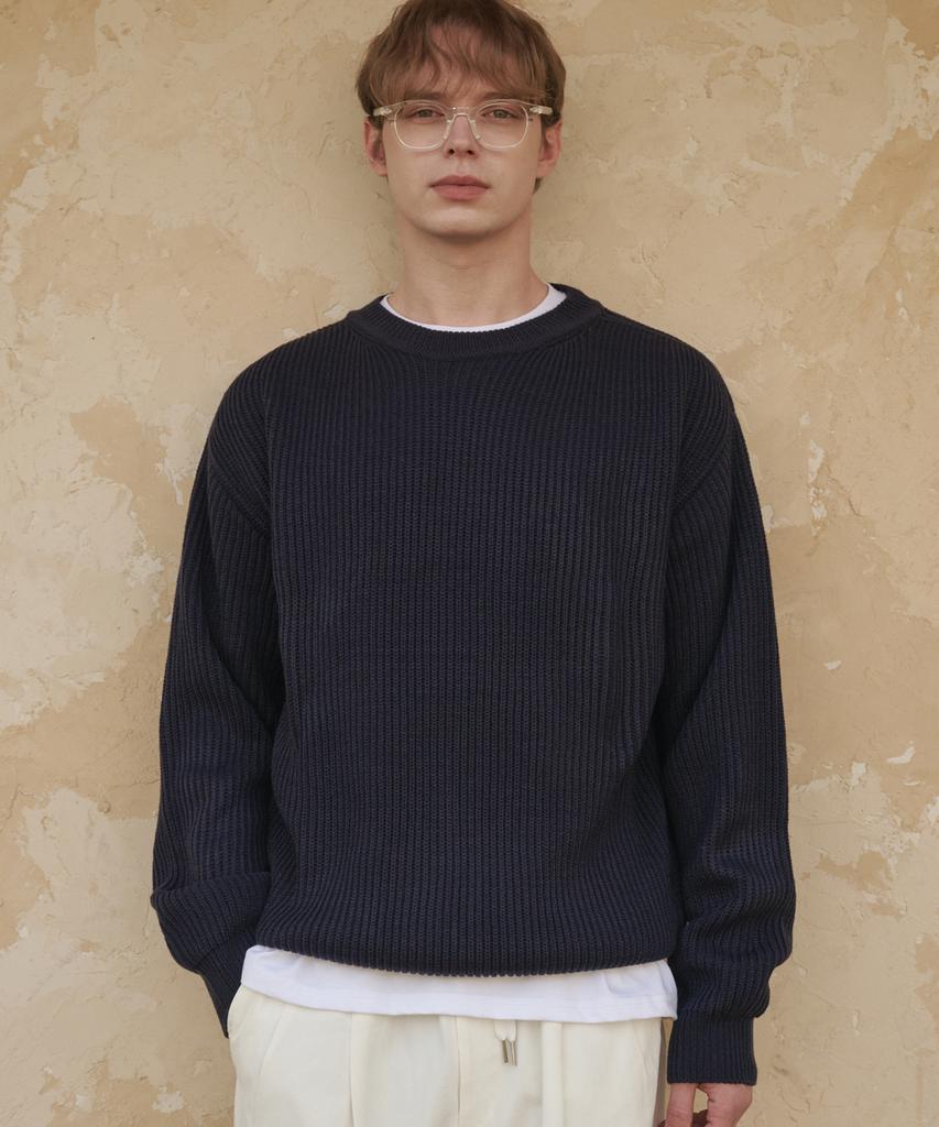 ESN Essential Round Neck Oversized Knit Navy