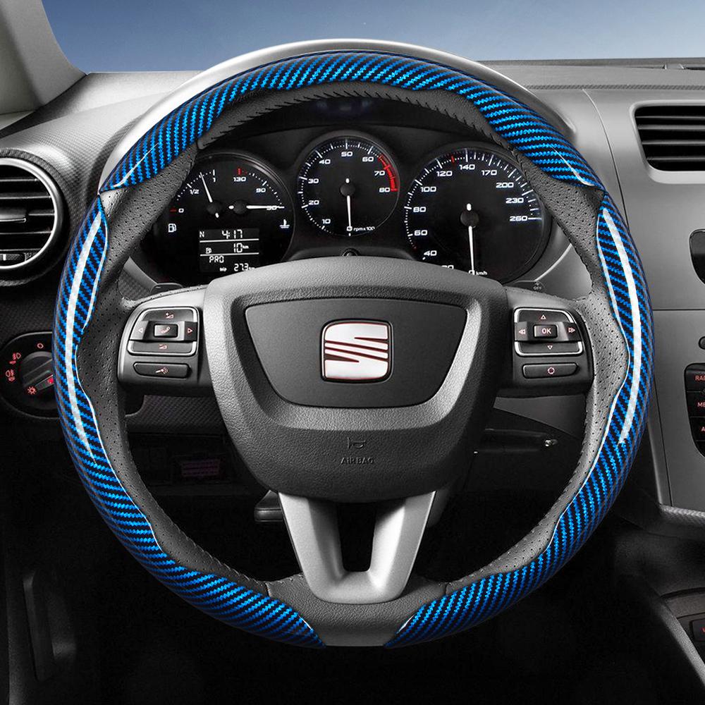 zkfan8 Suitable for Seat Carbon Fiber Texture Steering Wheel Cover with Segmented Quick-Release Design, Durable, for Models Such as Ibiza, Arona, Leon