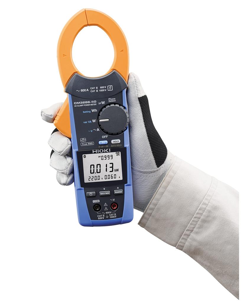 Hioki AC Clamp Power Meter Compatible with Wireless Adapter Z3210 Bluetooth Communication Current Power AC AC 600A Carrying Case Included CM3286-50